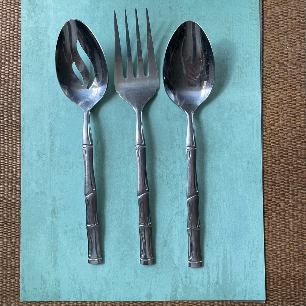 Elegant Silver Bamboo Cutlery Set